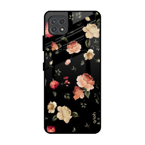 Black Spring Floral Samsung Galaxy A22 5G Glass Back Cover Online