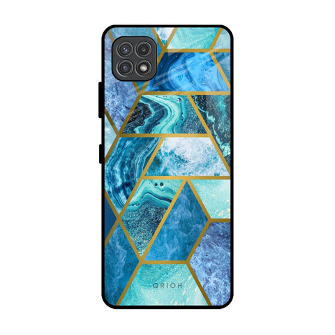 Turquoise Geometrical Marble Samsung Galaxy A22 5G Glass Back Cover Online