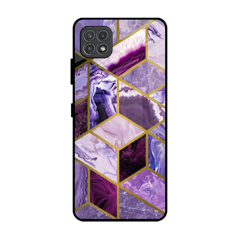 Purple Rhombus Marble Samsung Galaxy A22 5G Glass Back Cover Online