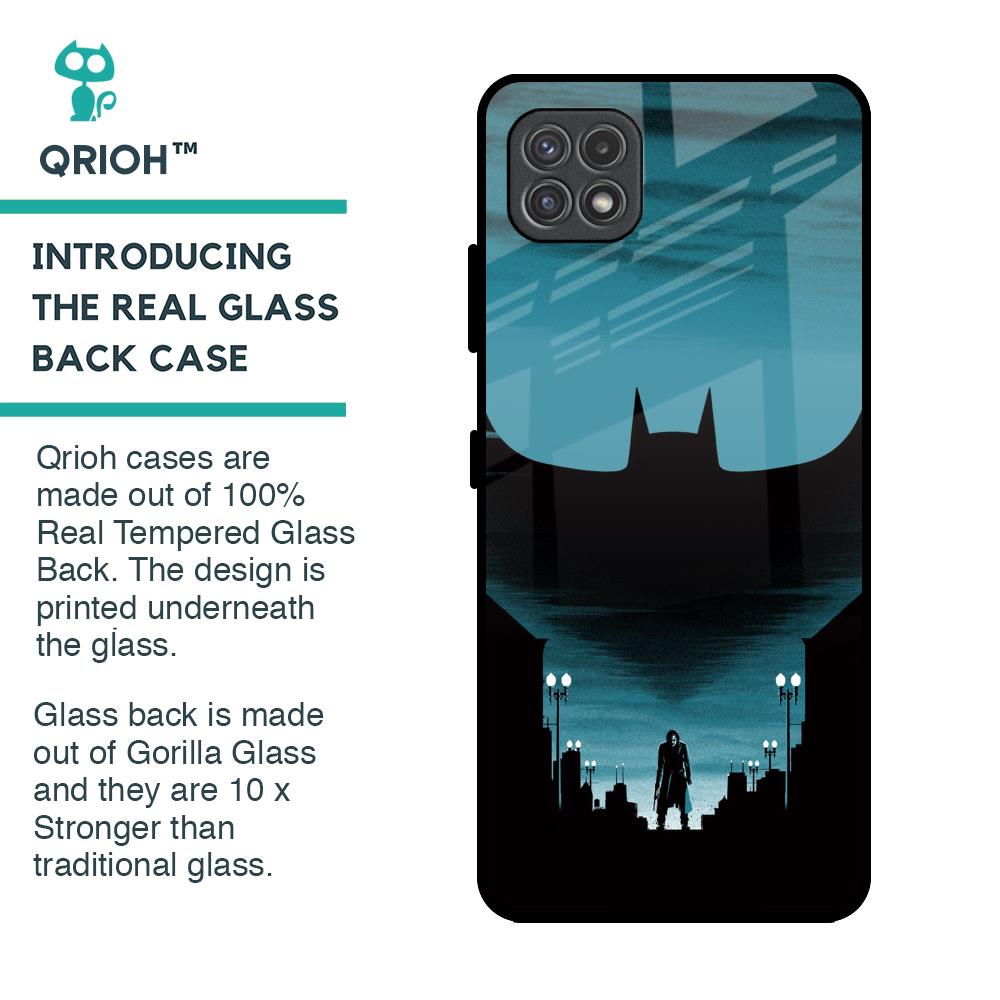 Cyan Bat Glass Case for Samsung Galaxy A22 5G