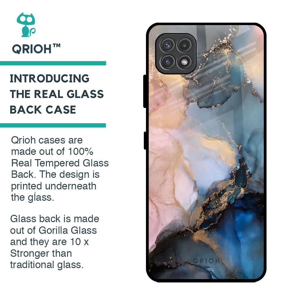 Marble Ink Abstract Glass Case for Samsung Galaxy A22 5G