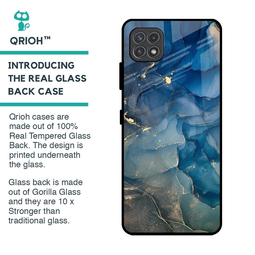 Blue Cool Marble Glass Case for Samsung Galaxy A22 5G