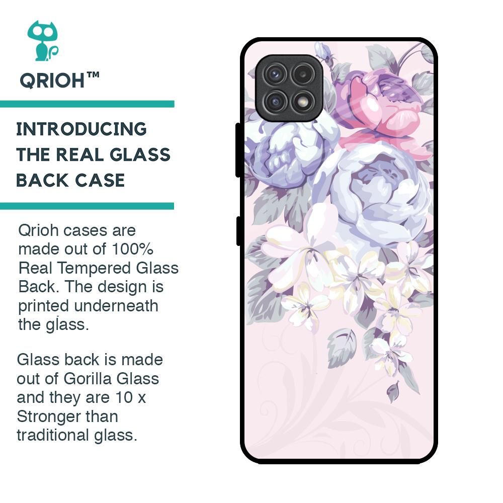 Elegant Floral Glass Case for Samsung Galaxy A22 5G