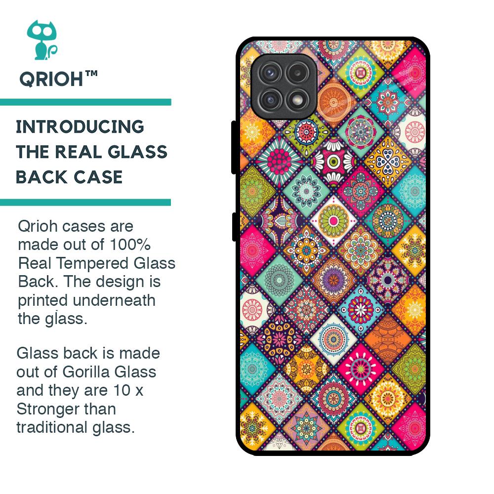 Multicolor Mandala Glass Case for Samsung Galaxy A22 5G