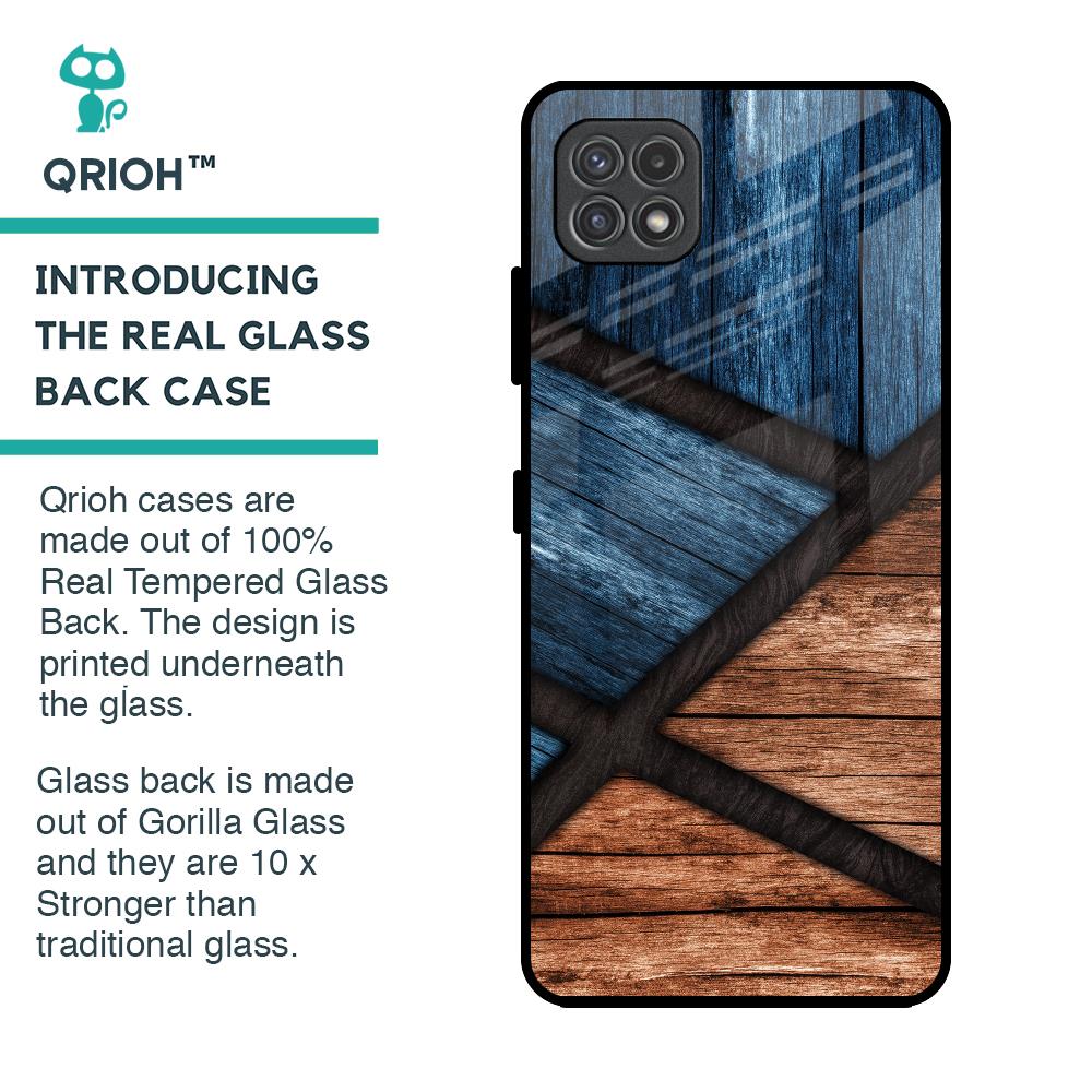 Wooden Tiles Glass Case for Samsung Galaxy A22 5G