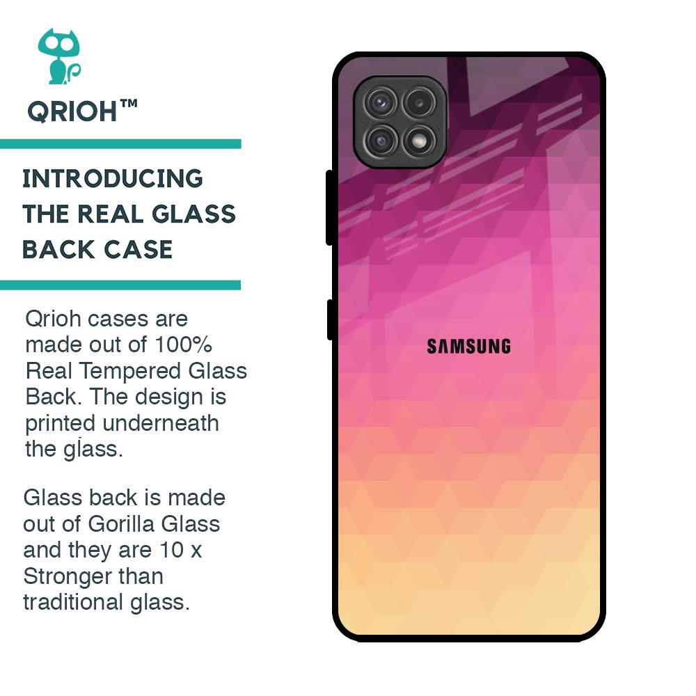 Geometric Pink Diamond Glass Case for Samsung Galaxy A22 5G