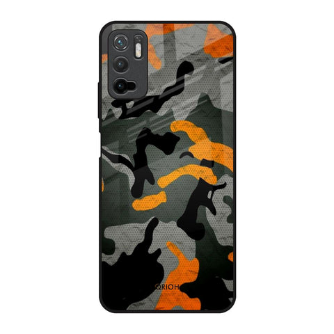 Camouflage Orange Redmi Note 10T 5G Glass Back Cover Online