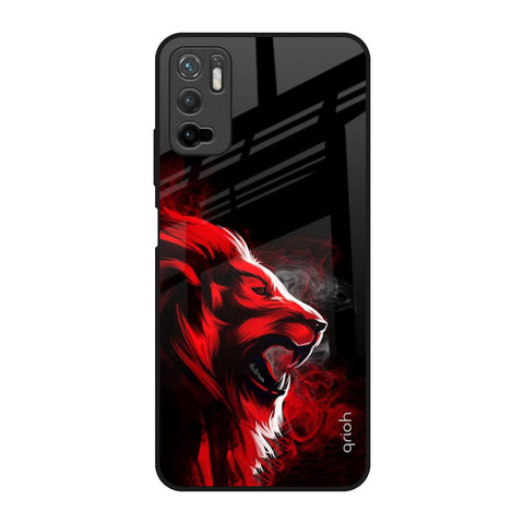 Red Angry Lion Redmi Note 10T 5G Glass Back Cover Online