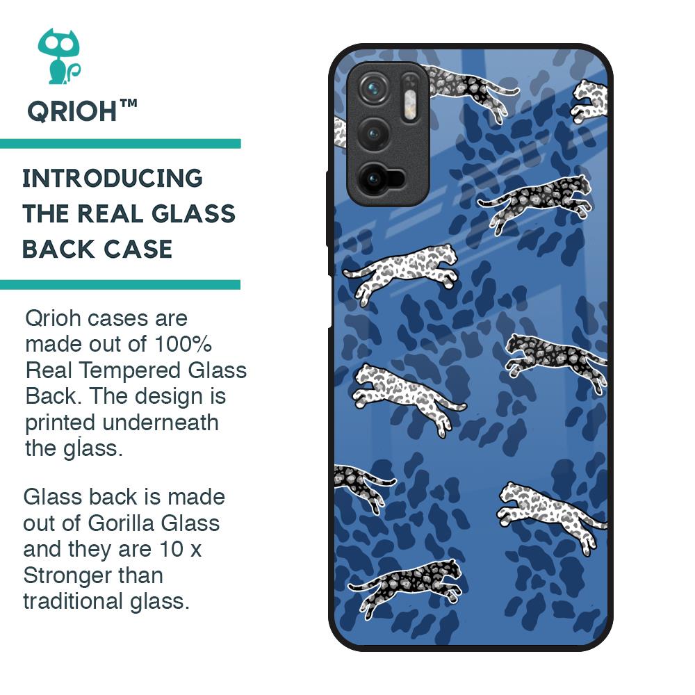 Blue Cheetah Glass Case for Redmi Note 10T 5G