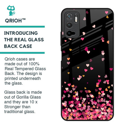 Heart Rain Fall Glass Case For Redmi Note 10T 5G