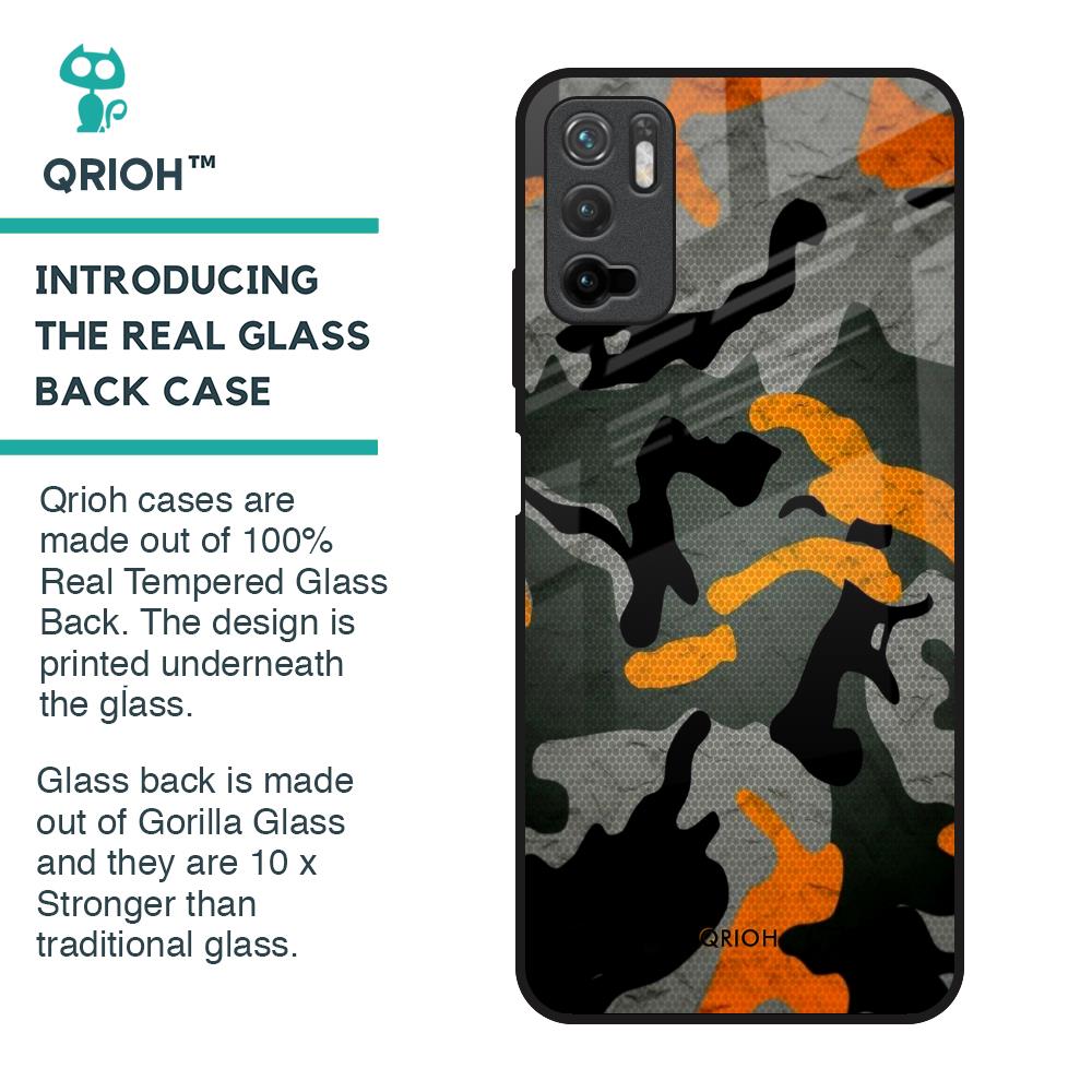 Camouflage Orange Glass Case For Redmi Note 10T 5G