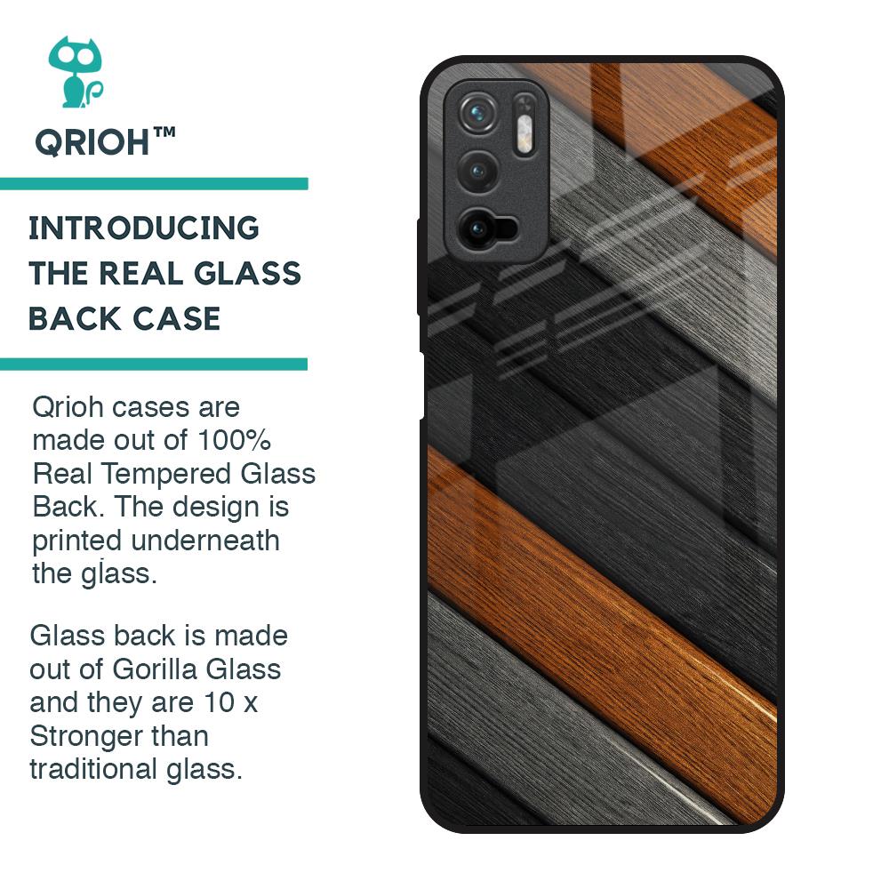 Tri Color Wood Glass Case for Redmi Note 10T 5G