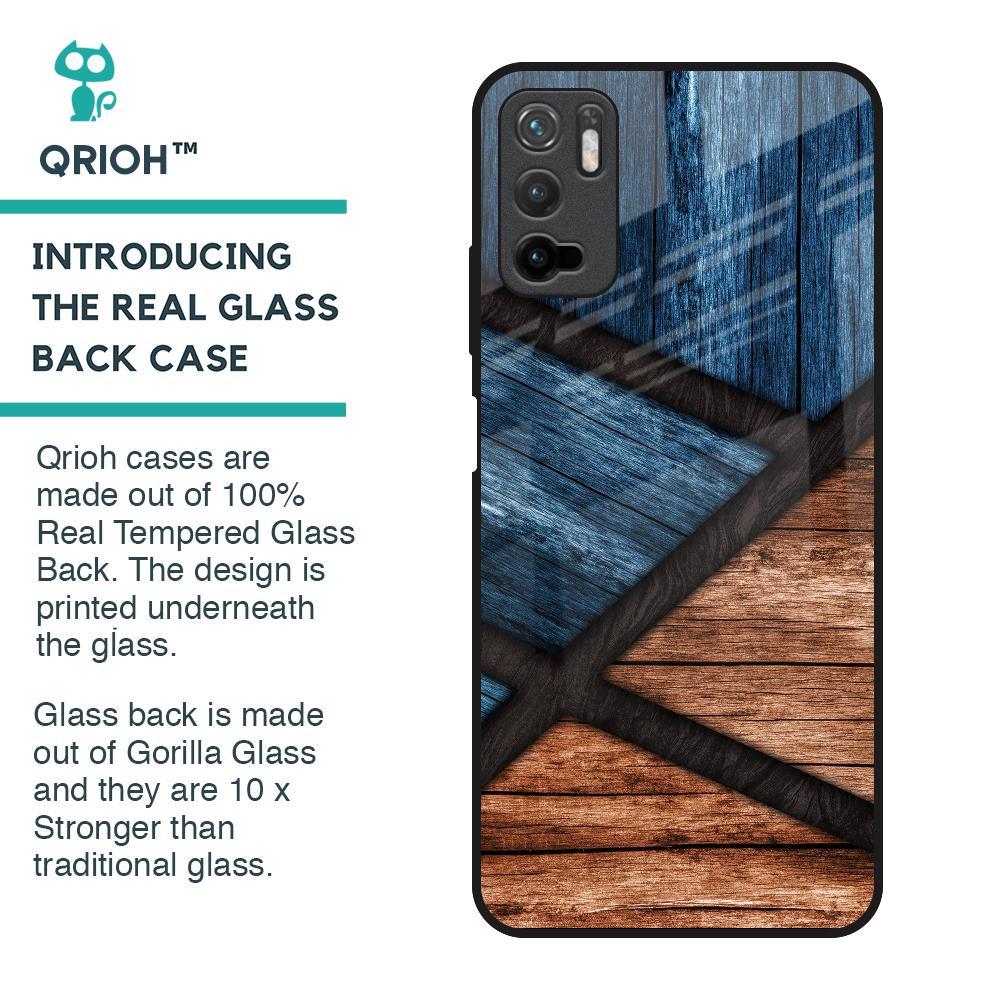 Wooden Tiles Glass Case for Redmi Note 10T 5G