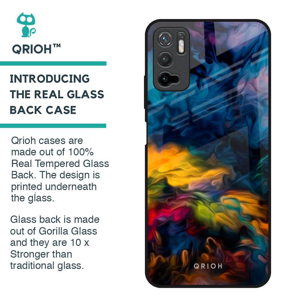 Multicolor Oil Painting Glass Case for Redmi Note 10T 5G