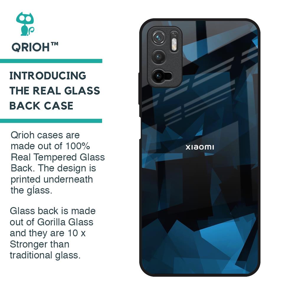 Polygonal Blue Box Glass Case For Redmi Note 10T 5G