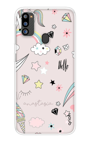 Unicorn Doodle Samsung Galaxy M21 2021 Back Cover