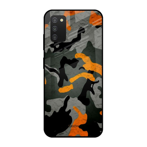 Camouflage Orange Samsung Galaxy A03s Glass Cases & Covers Online