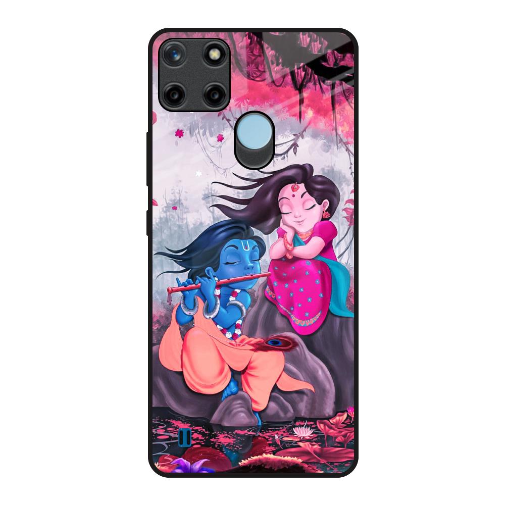Radha Krishna Art Realme C21Y Glass Back Cover Online