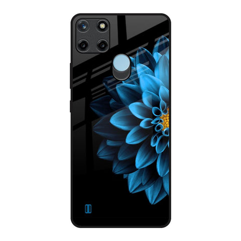 Half Blue Flower Realme C21Y Glass Back Cover Online