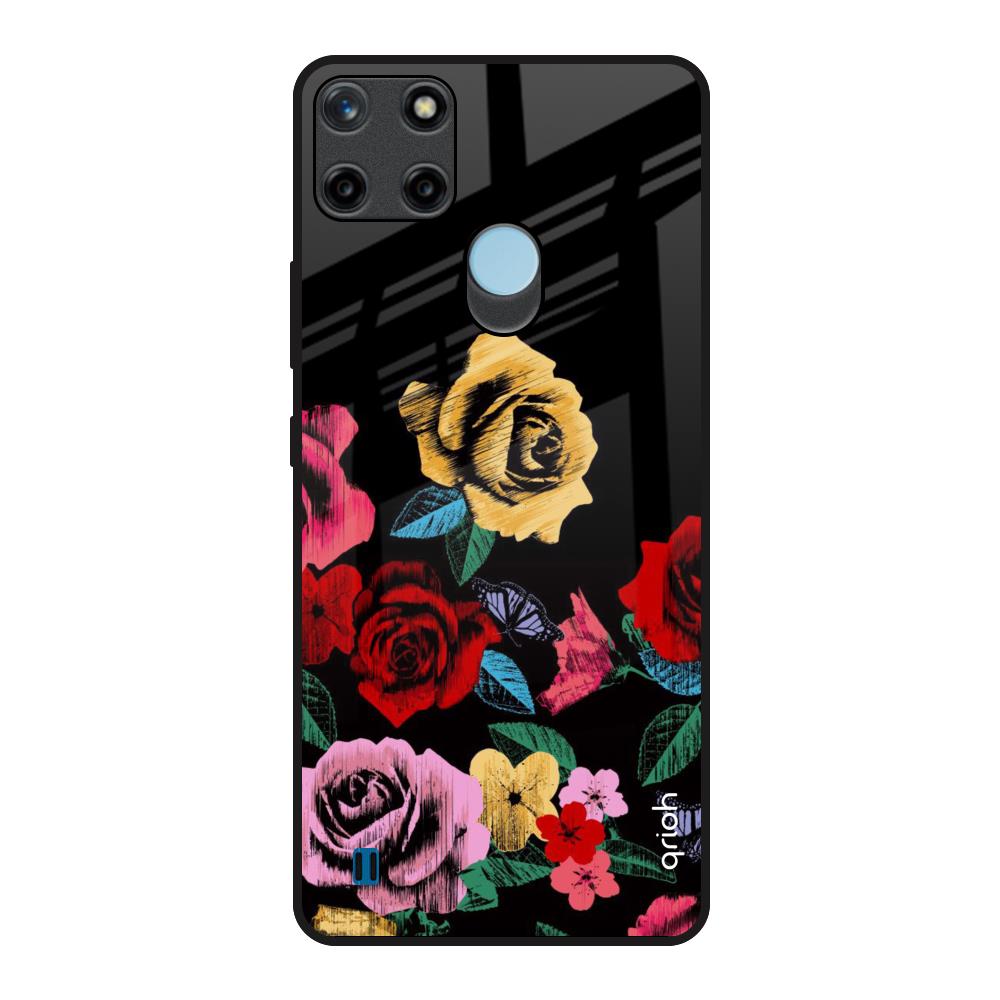 Floral Decorative Realme C21Y Glass Back Cover Online