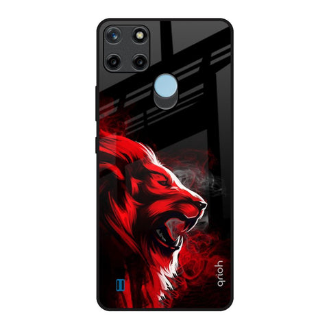 Red Angry Lion Realme C21Y Glass Back Cover Online