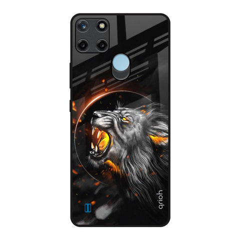 Aggressive Lion Realme C21Y Glass Back Cover Online