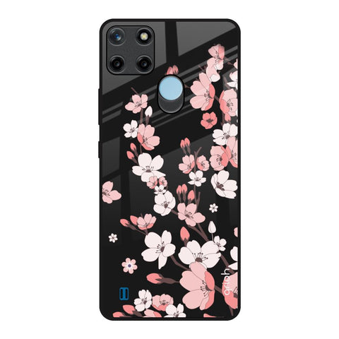 Black Cherry Blossom Realme C21Y Glass Back Cover Online