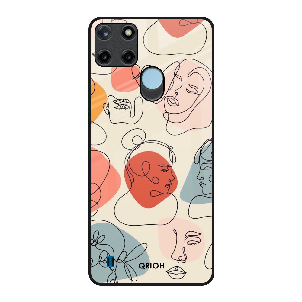 Abstract Faces Realme C21Y Glass Back Cover Online