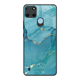 Blue Golden Glitter Realme C21Y Glass Back Cover Online
