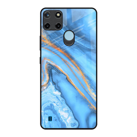 Vibrant Blue Marble Realme C21Y Glass Back Cover Online