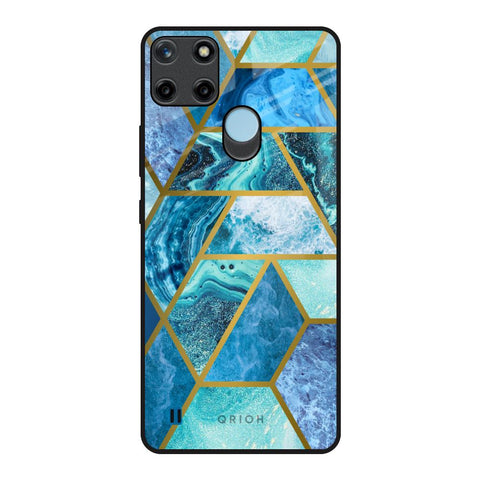 Turquoise Geometrical Marble Realme C21Y Glass Back Cover Online