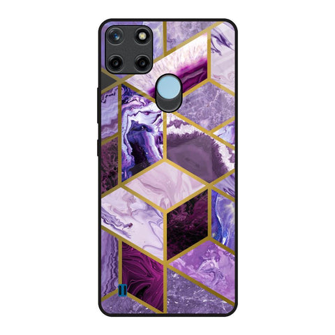 Purple Rhombus Marble Realme C21Y Glass Back Cover Online