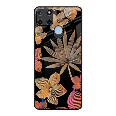 Lines Pattern Flowers Realme C21Y Glass Back Cover Online
