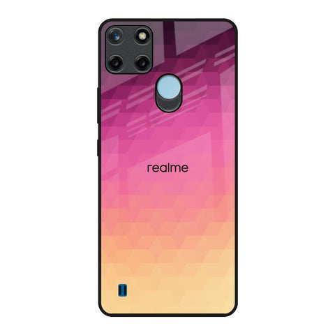 Geometric Pink Diamond Realme C21Y Glass Back Cover Online
