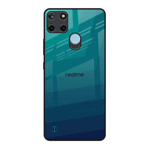 Green Triangle Pattern Realme C21Y Glass Back Cover Online