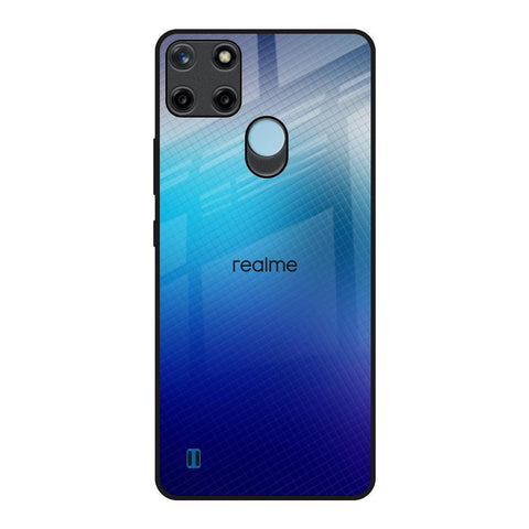 Blue Rhombus Pattern Realme C21Y Glass Back Cover Online