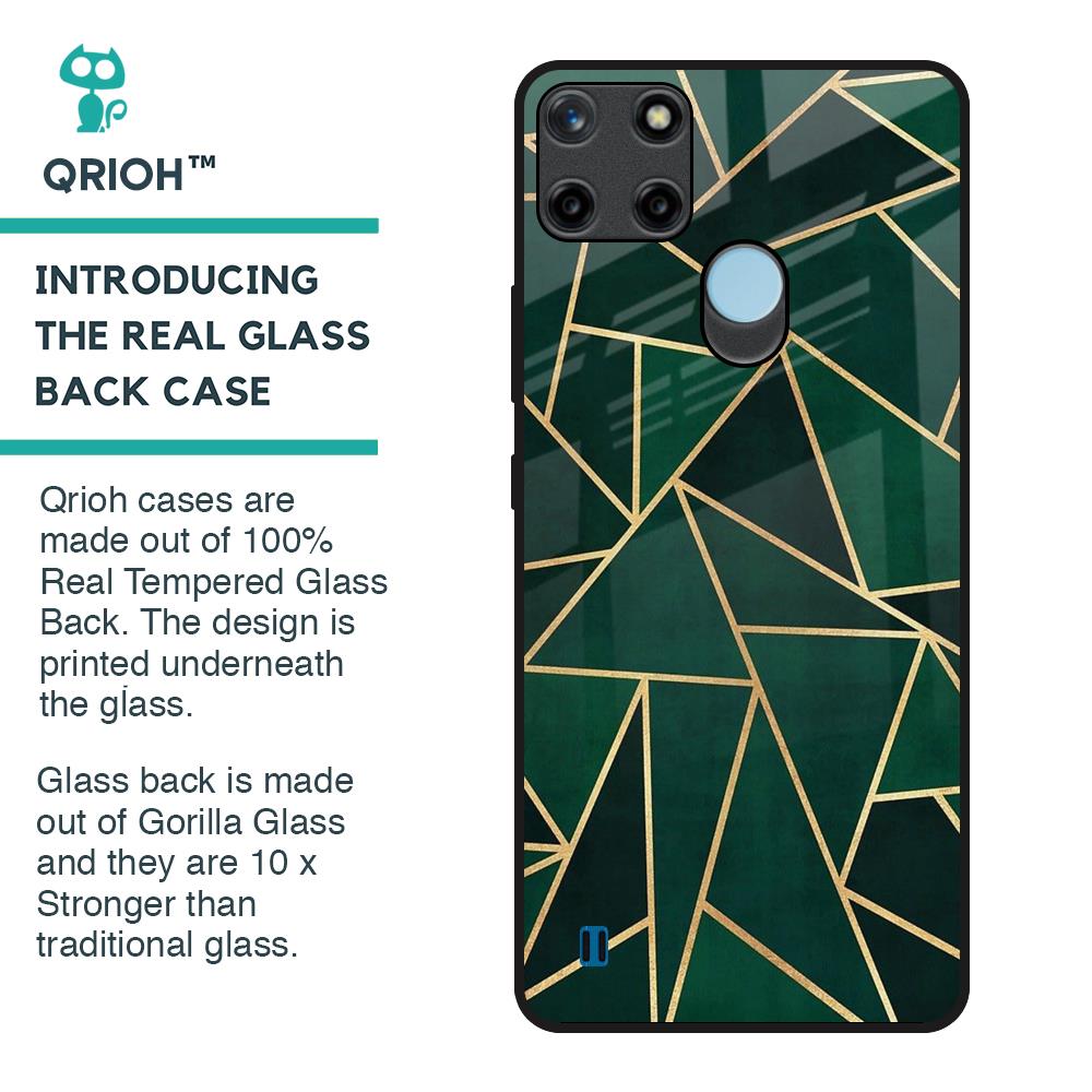 Abstract Green Glass Case For Realme C21Y