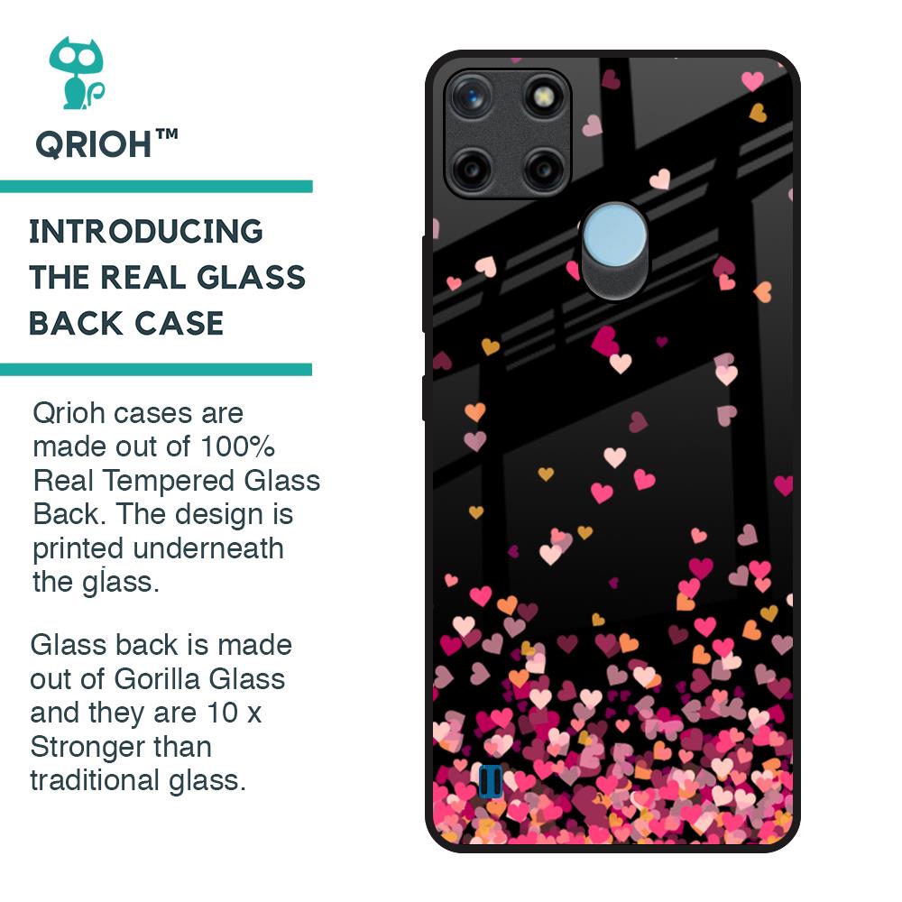 Heart Rain Fall Glass Case For Realme C21Y