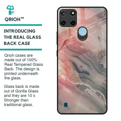 Pink And Grey Marble Glass Case For Realme C21Y
