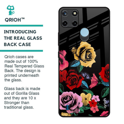 Floral Decorative Glass Case For Realme C21Y
