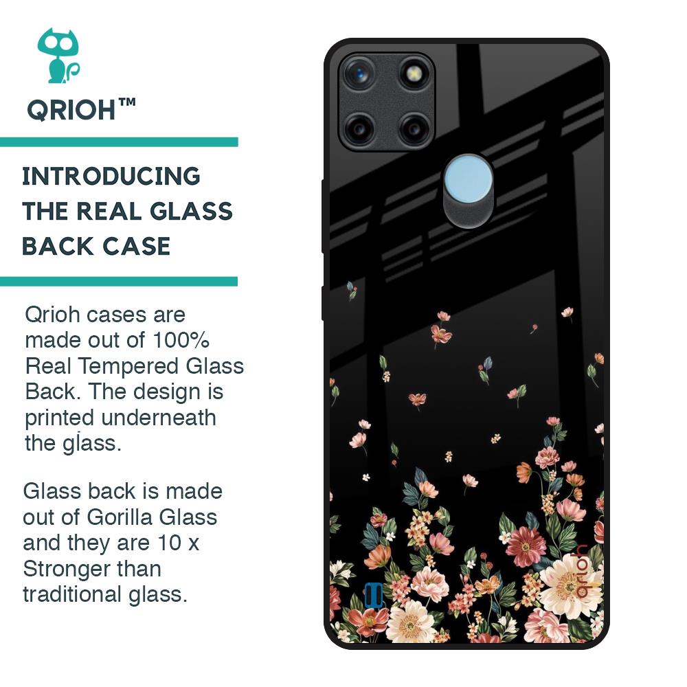 Floating Floral Print Glass Case for Realme C21Y