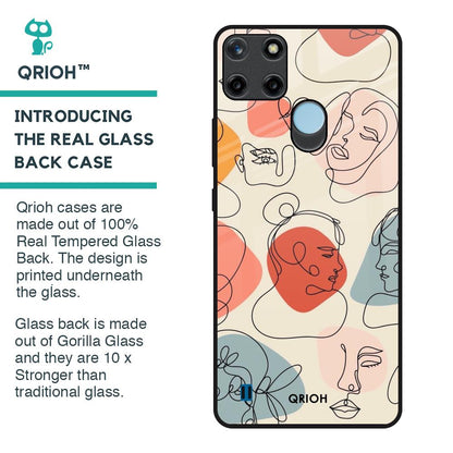 Abstract Faces Glass Case for Realme C21Y