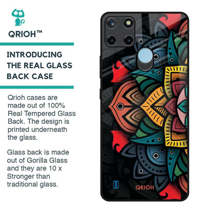 Retro Gorgeous Flower Glass Case for Realme C21Y