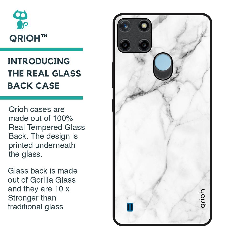 Modern White Marble Glass Case for Realme C21Y