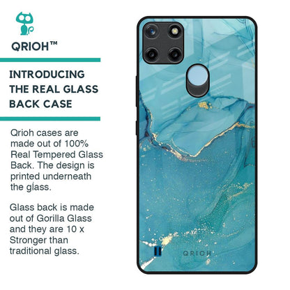 Blue Golden Glitter Glass Case for Realme C21Y