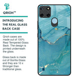 Blue Golden Glitter Glass Case for Realme C21Y