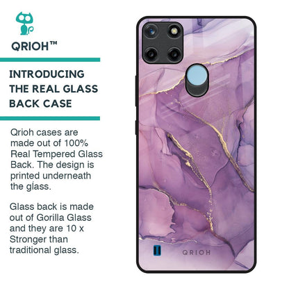 Purple Gold Marble Glass Case for Realme C21Y