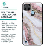 Pink & Gold Gllitter Marble Glass Case for Realme C21Y