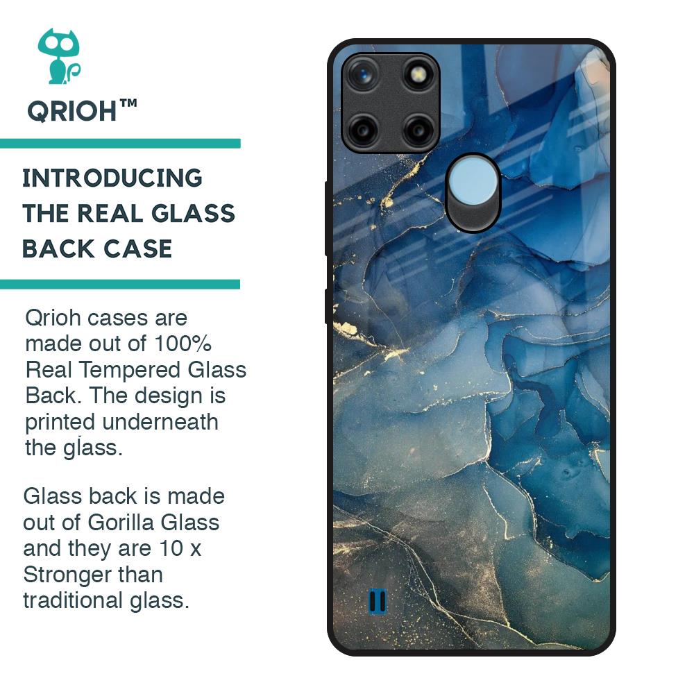 Blue Cool Marble Glass Case for Realme C21Y