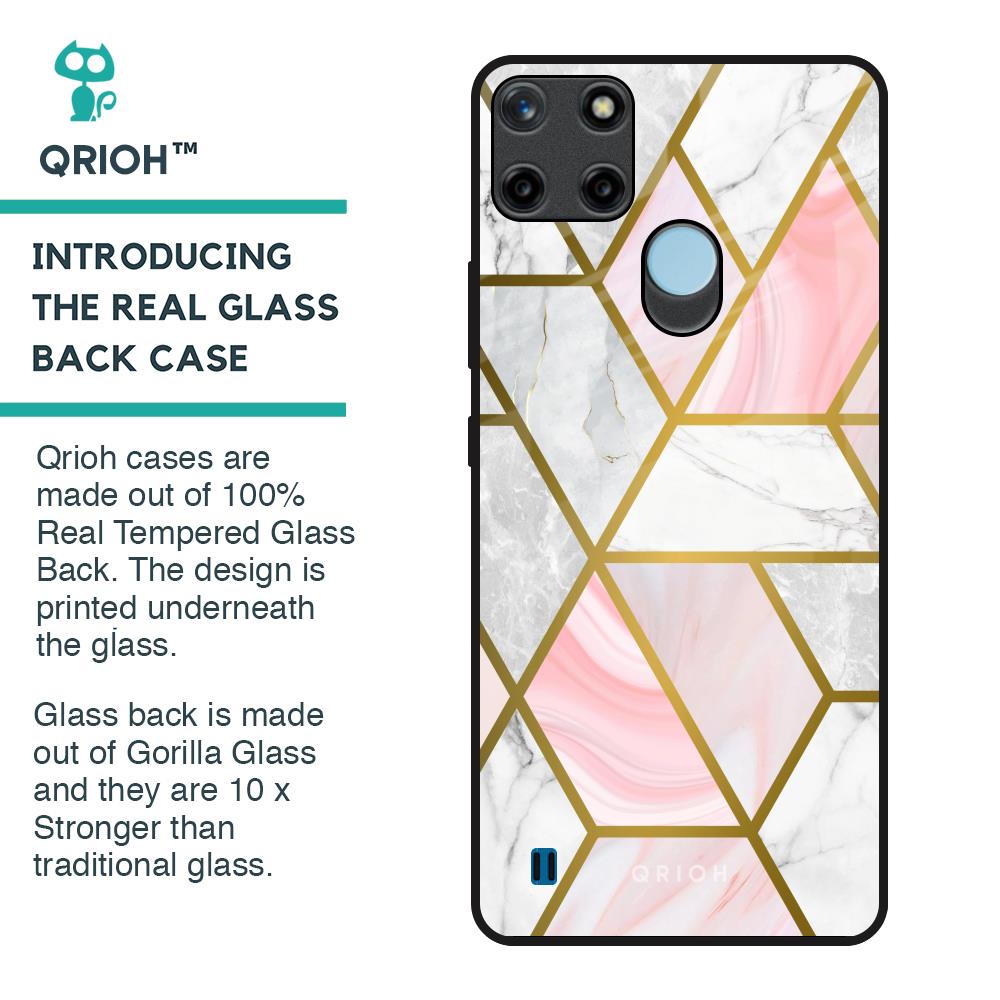 Geometrical Marble Glass Case for Realme C21Y